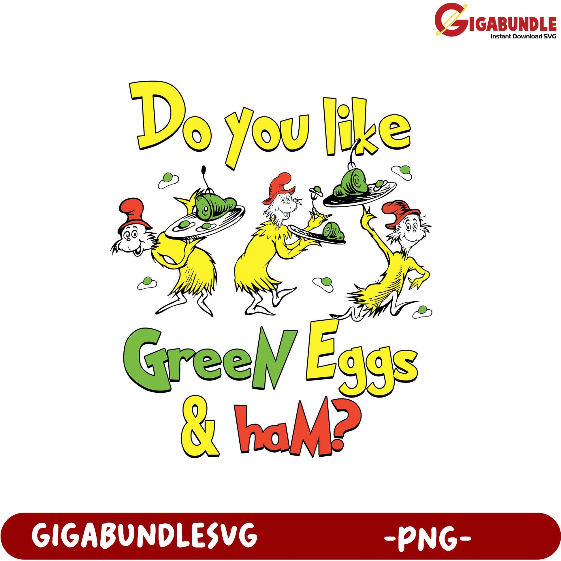 Fun Green Eggs and Ham PNG Graphic for Kids' Crafts & More