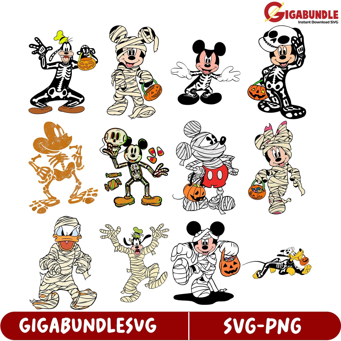 Fun Halloween Mickey Mouse SVG Bundle Spooky Character Designs