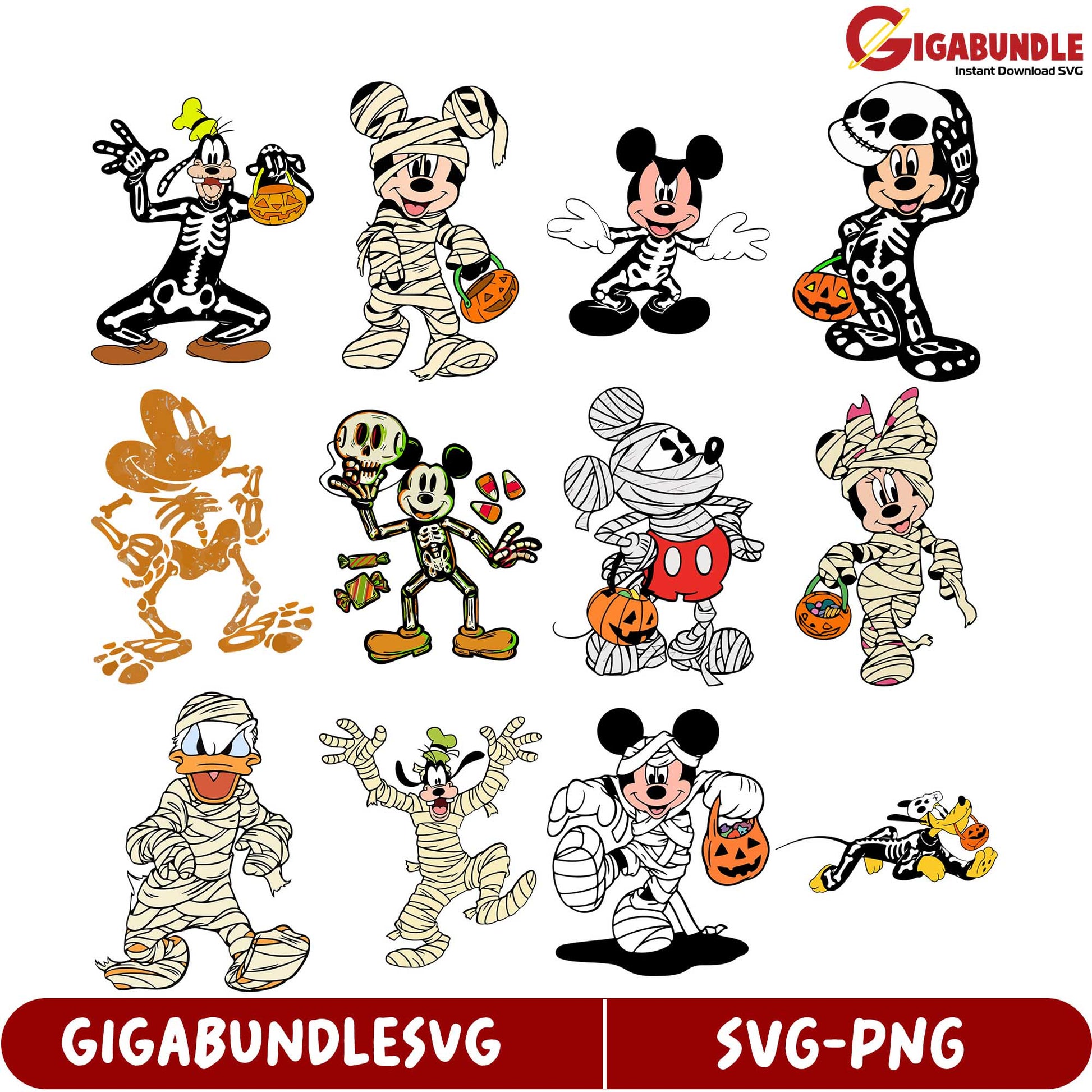 Fun Halloween Mickey Mouse SVG Bundle Spooky Character Designs