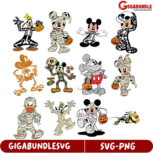 Fun Halloween Mickey Mouse SVG Bundle Spooky Character Designs