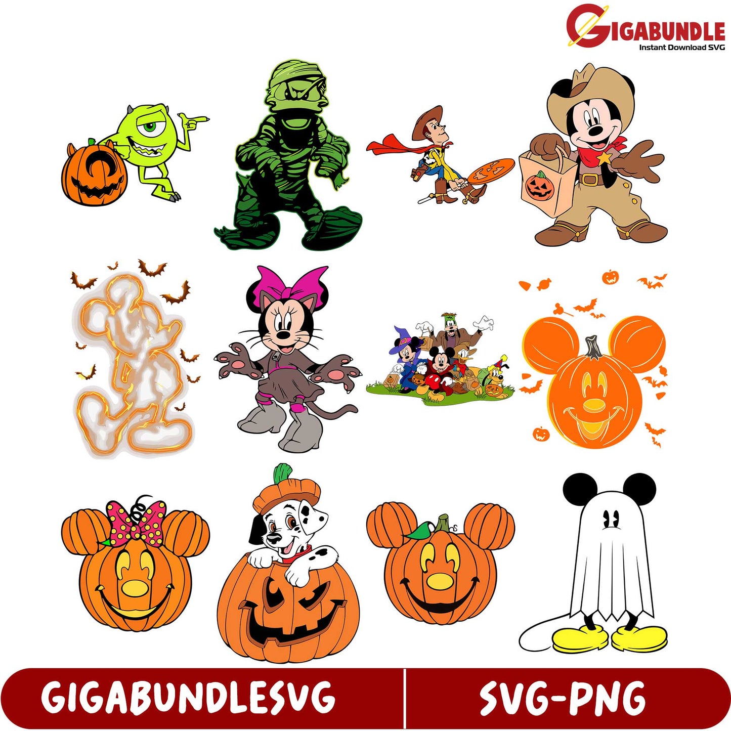 Fun Halloween SVG Bundle Mickey, Monsters, and Pumpkins Collection