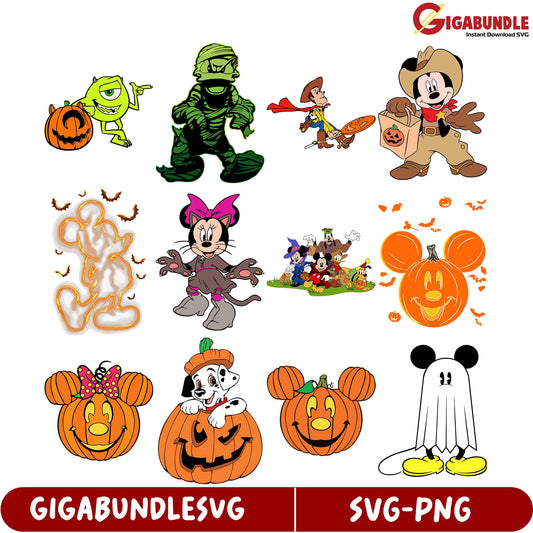 Fun Halloween SVG Bundle Mickey, Monsters, and Pumpkins Collection