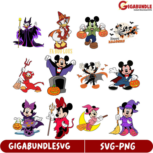 Fun Halloween SVG Bundle with Mickey and Friends Characters