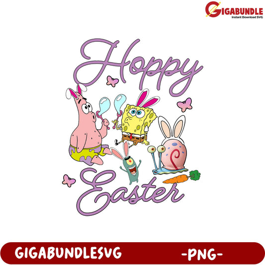 Fun Hoppy Easter PNG - SpongeBob and Friends Festive Design