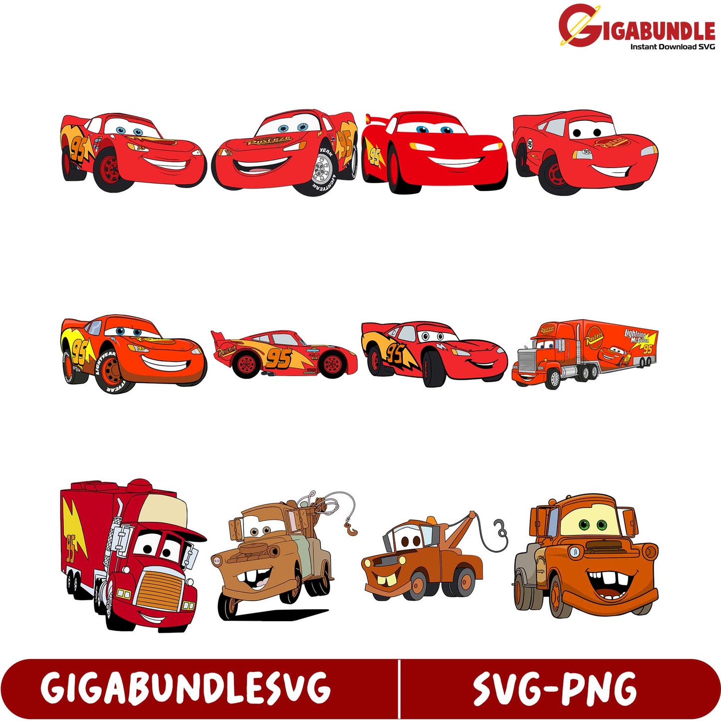 Fun Lightning McQueen SVG Bundle for Kids' Crafts and Projects
