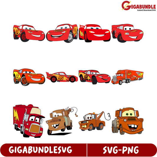 Fun Lightning McQueen SVG Bundle for Kids' Crafts and Projects