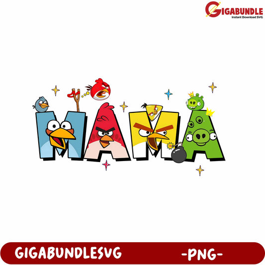 Fun Mama Angry Birds PNG Design for Creative Projects