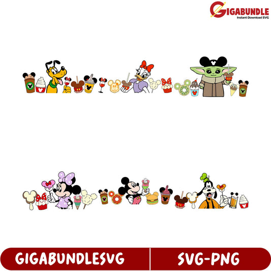 Fun Mickey Mouse SVG Bundle with Ice Cream and Treat Characters
