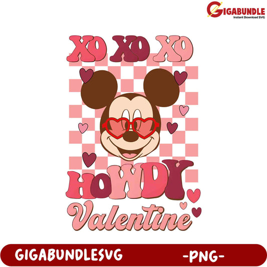 Fun Mickey Mouse Valentine's Day PNG Design with Cute Hearts