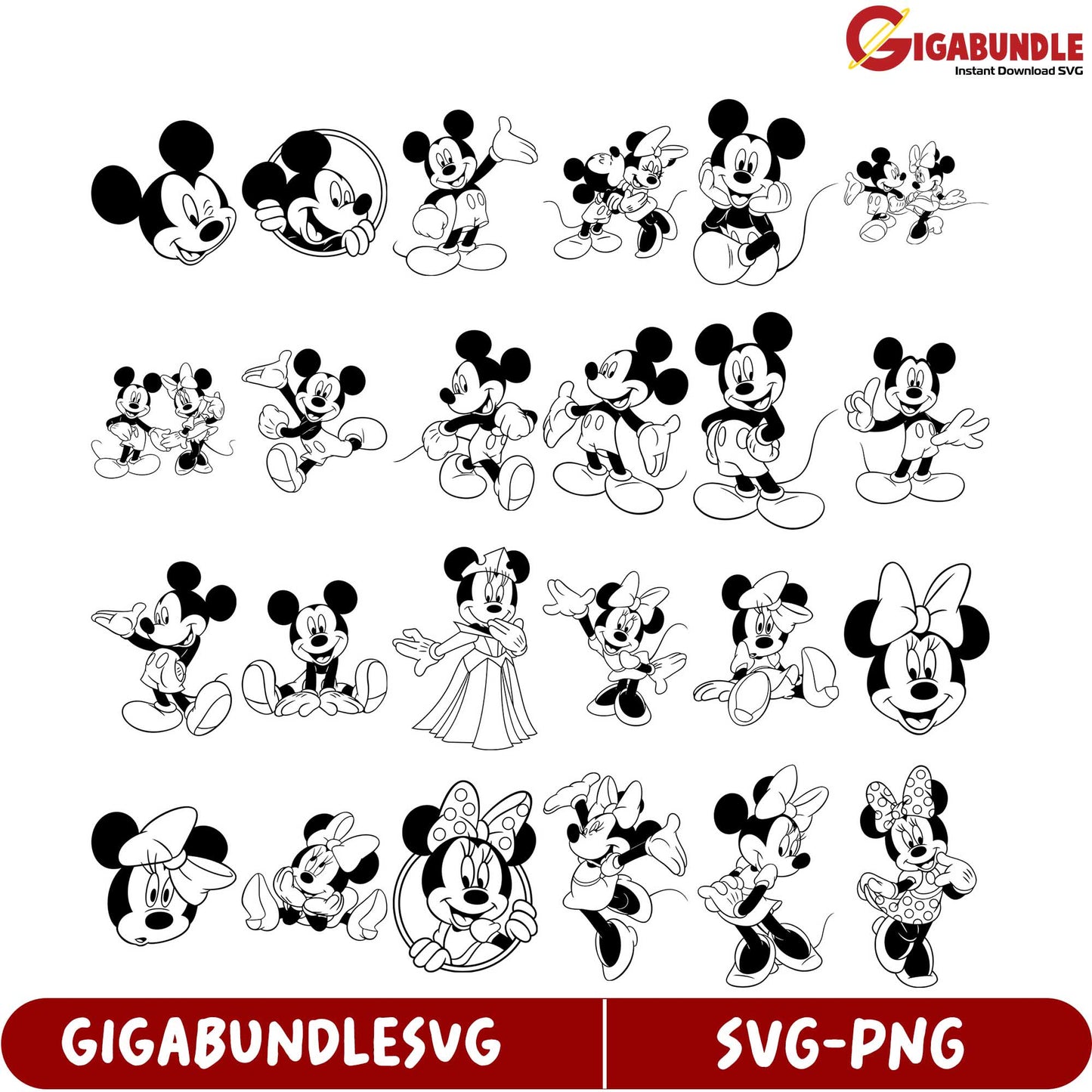 Fun Mickey and Minnie Mouse SVG Bundle for Creative Projects