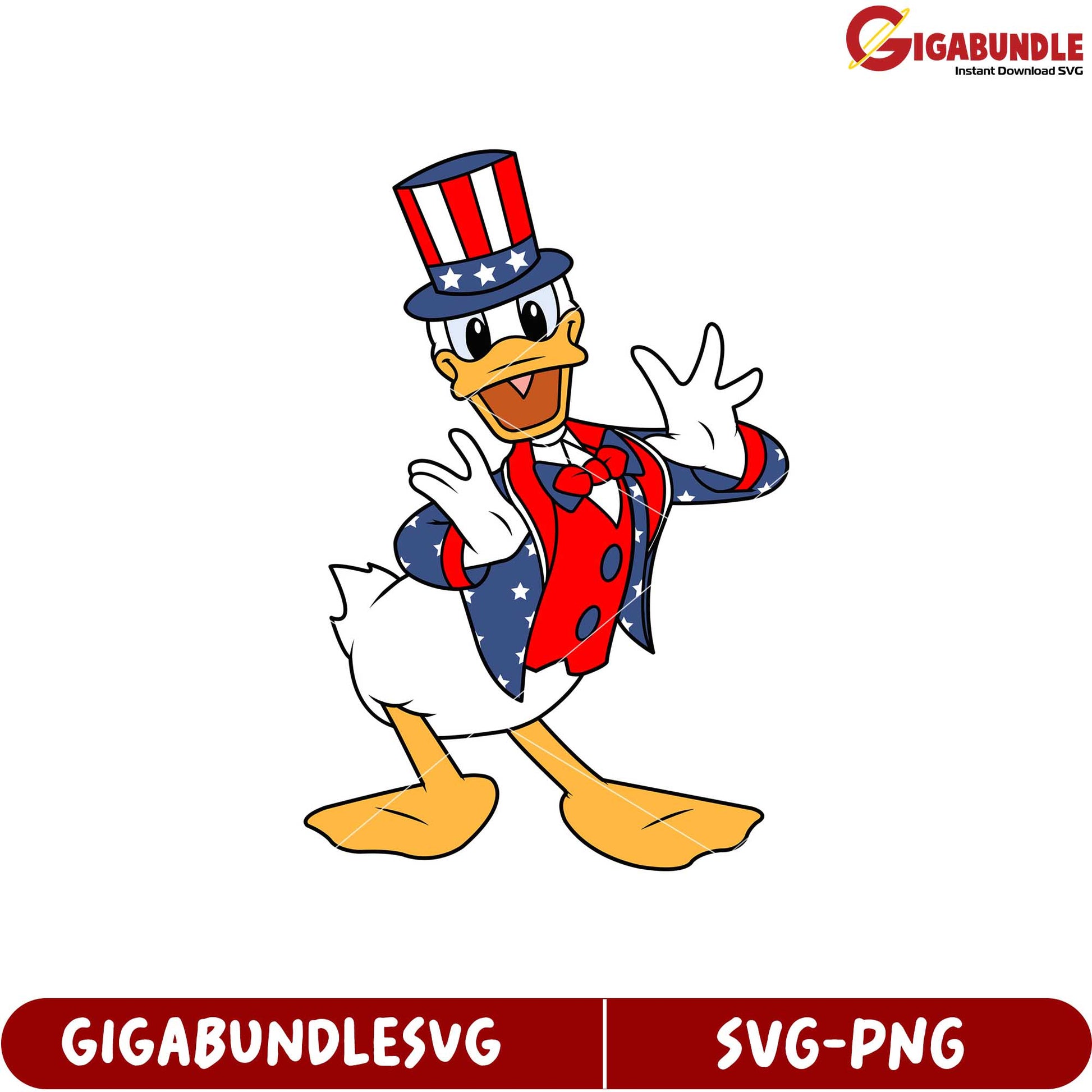 Fun Patriotic Cartoon Duck Character in SVG Download Format for Crafts