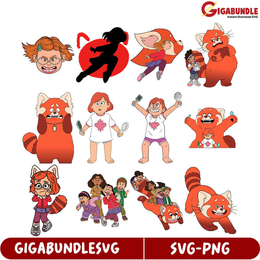 Fun Red Panda Characters SVG Bundle - Instant Download Graphics