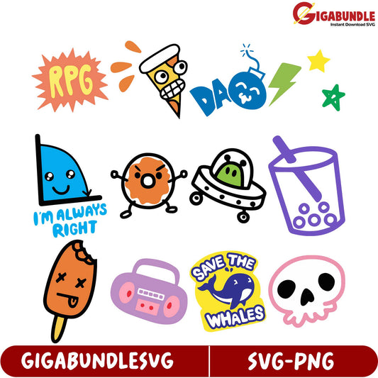 Fun SVG Bundle Cute Graphic Designs for Creative Projects