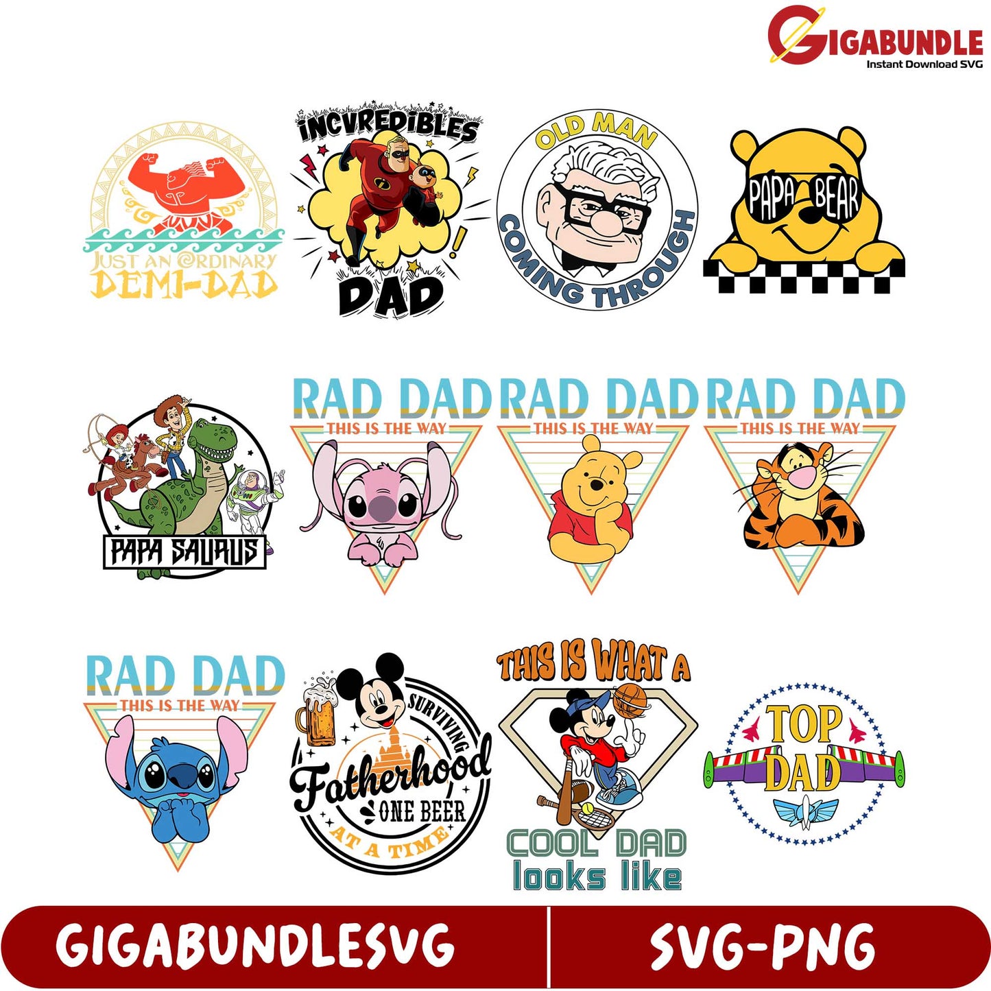 Fun SVG Bundle of Cool Dad Designs for Father's Day Gifts