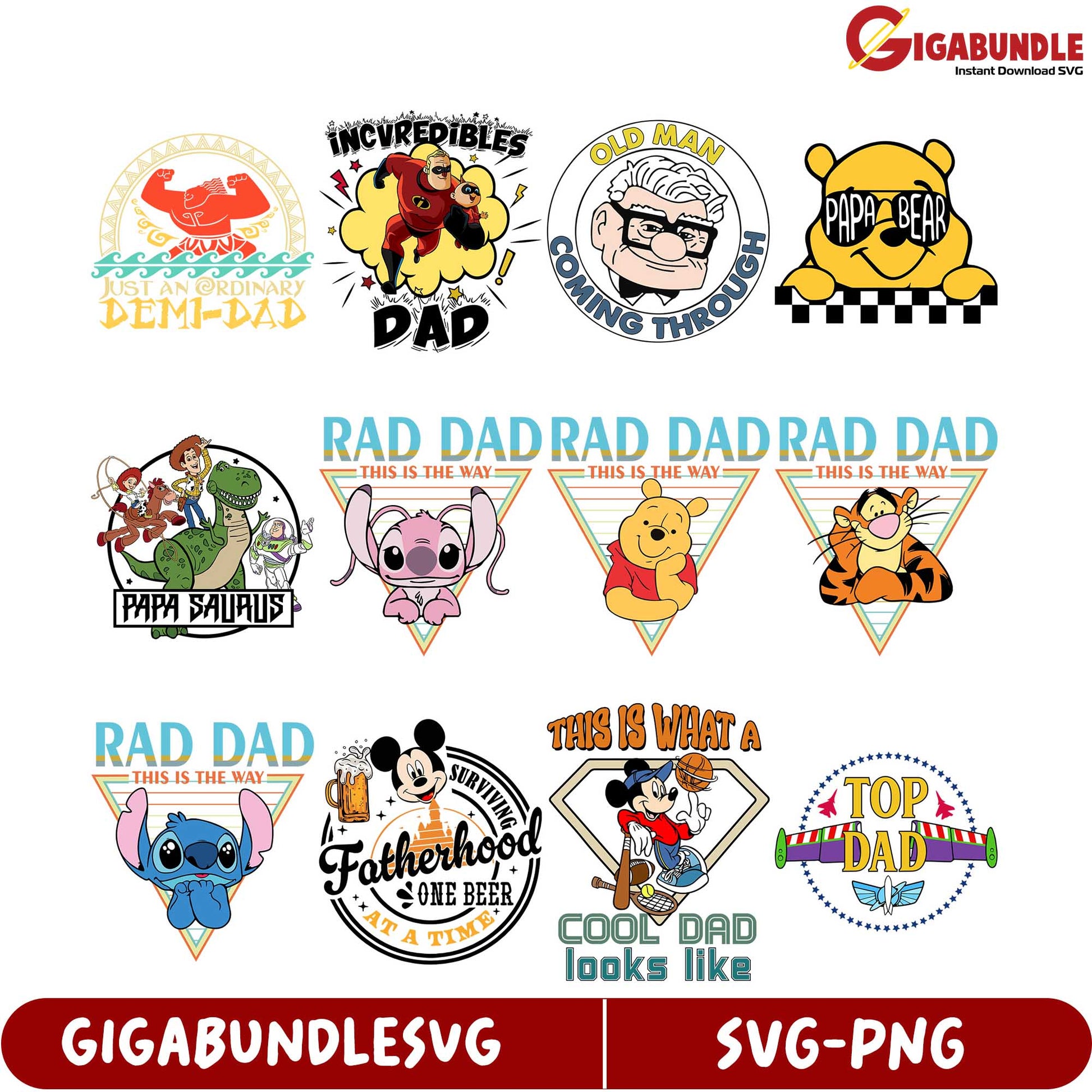 Fun SVG Bundle of Cool Dad Designs for Father's Day Gifts