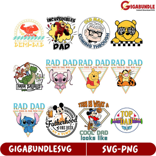 Fun SVG Bundle of Cool Dad Designs for Father's Day Gifts