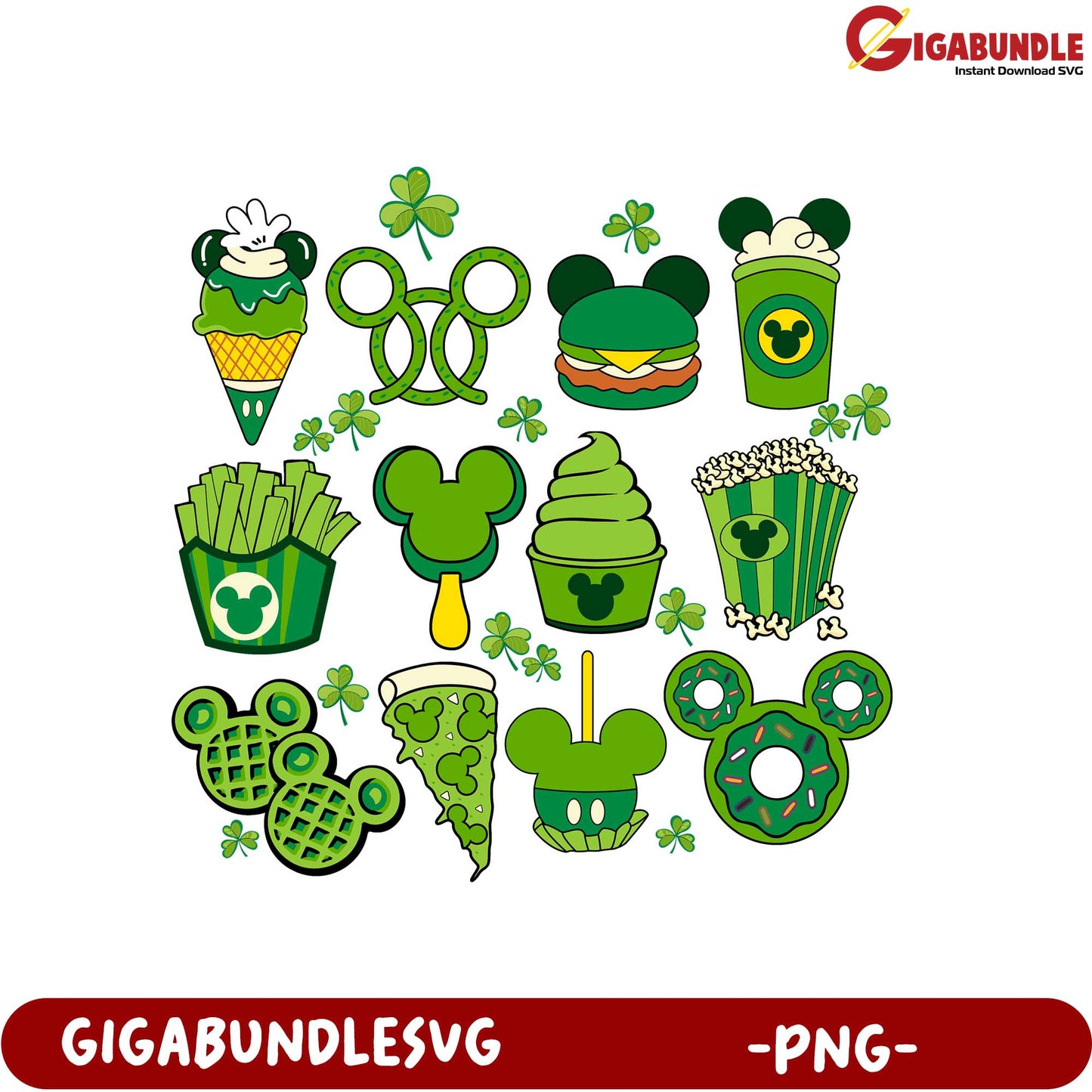 Fun St. Patrick's Day Mickey Mouse SVG Bundle - PNG Format