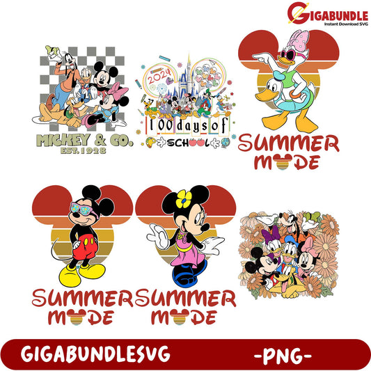 Fun Summer Mode Mickey & Friends Bundle - PNG Download