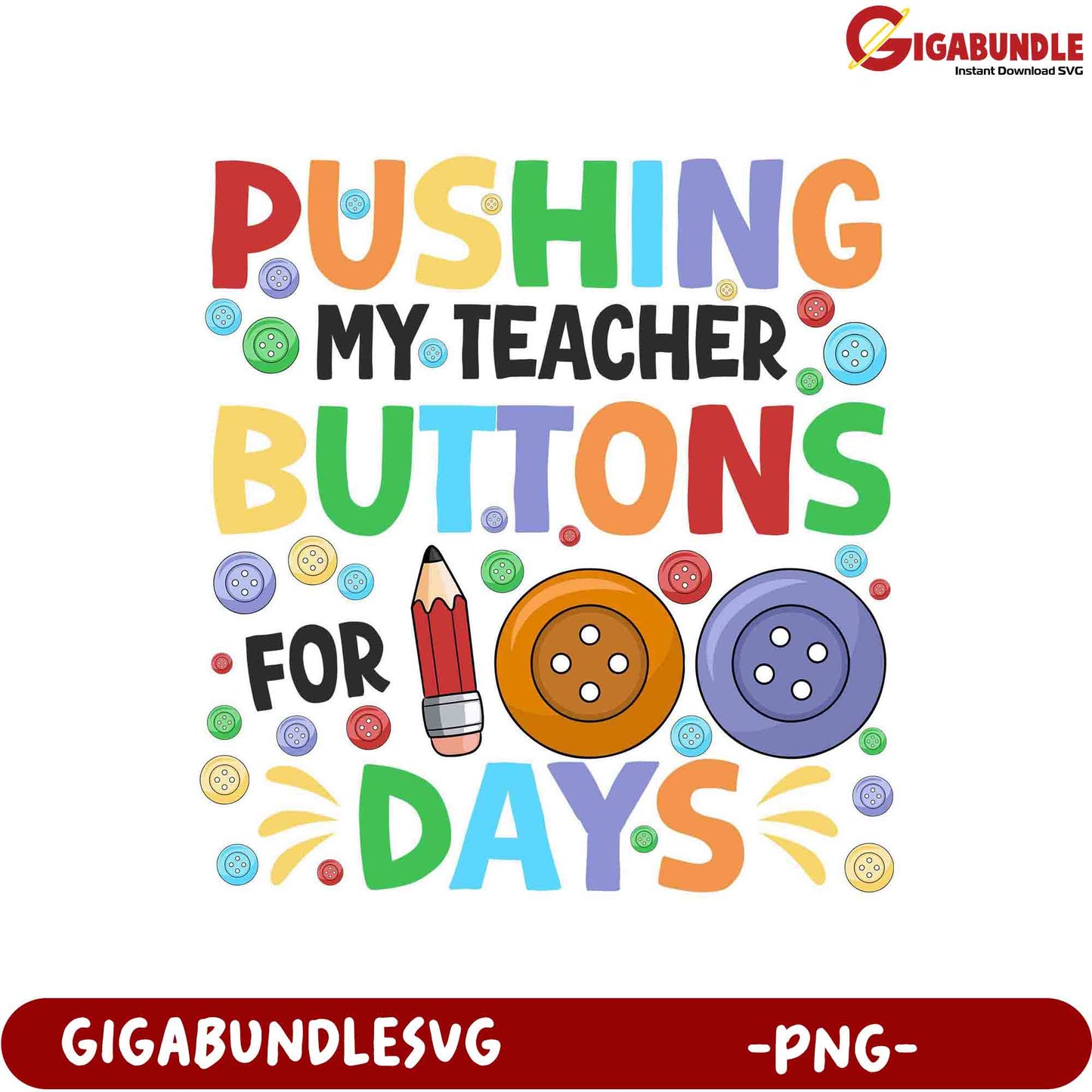 Fun Teacher 100 Days Celebration PNG Design for Kids