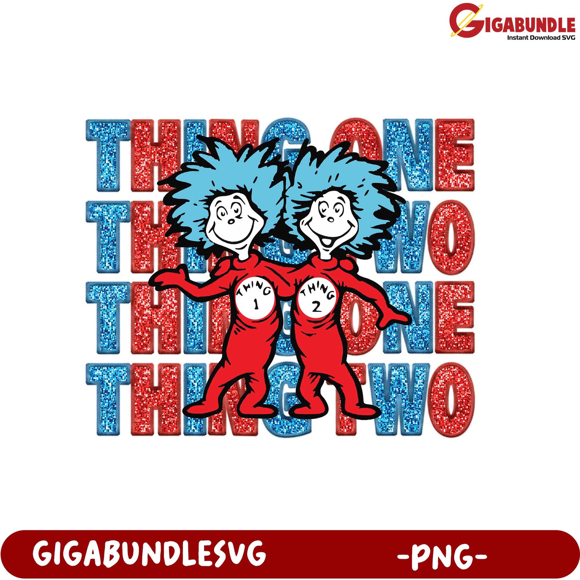 Fun Thing 1 and Thing 2 PNG Design for Kids’ Crafts and Projects