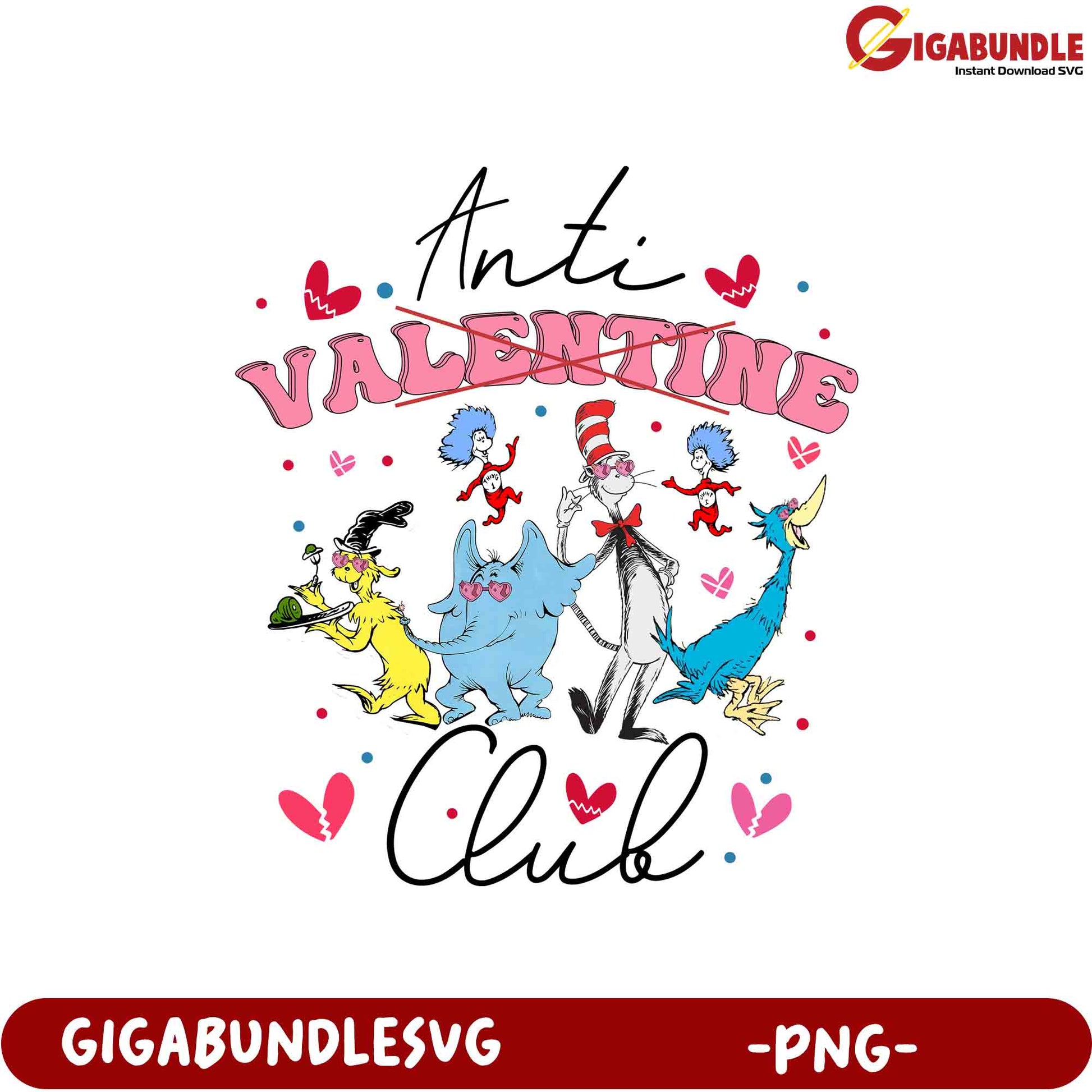 Funny Anti Valentine Club PNG Graphic Design