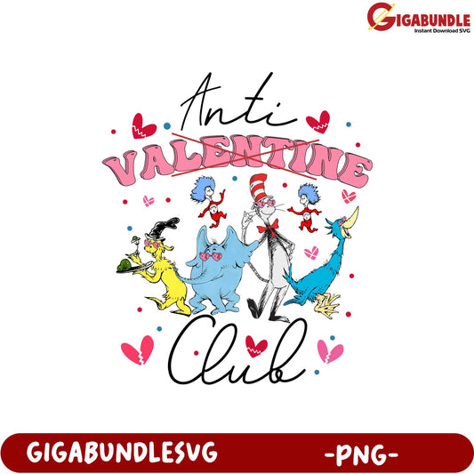 Funny Anti Valentine Club PNG Graphic Design