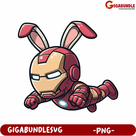 Funny Bunny Iron Man Superhero PNG Design for Unique Projects