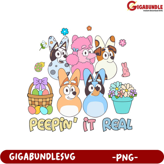 Funny Corgis Peepin' It Real - Cute PNG Graphic for Easter