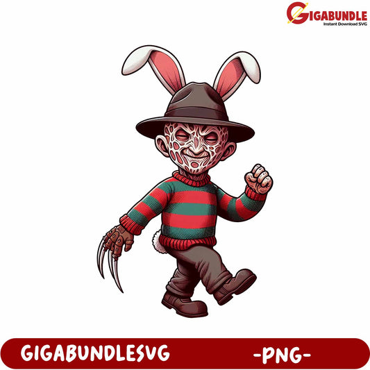 Funny Horror Bunny Character PNG for Unique Design Projects