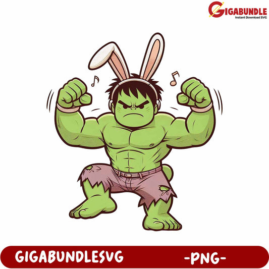 Funny Hulk Bunny Character PNG for Unique Design Projects