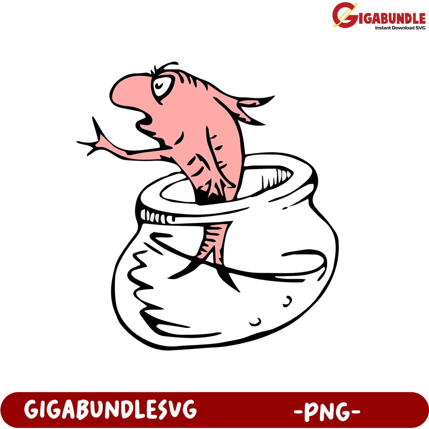 Funny Pink Fish in Fishbowl PNG Graphic for Creative Projects