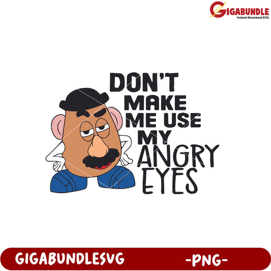 Funny Potato Character Angry Eyes PNG Design Instant Download
