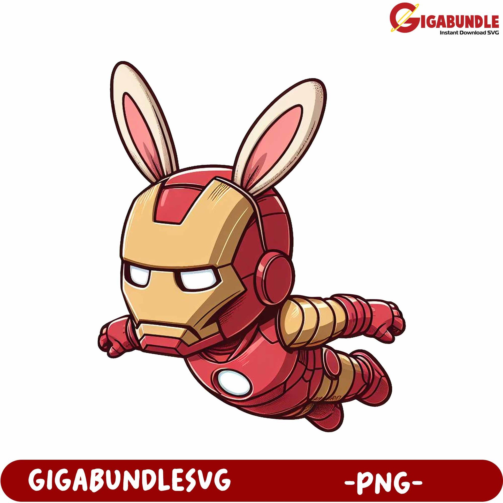 Funny Rabbit Iron Man Character Cartoon PNG Downloadable Art