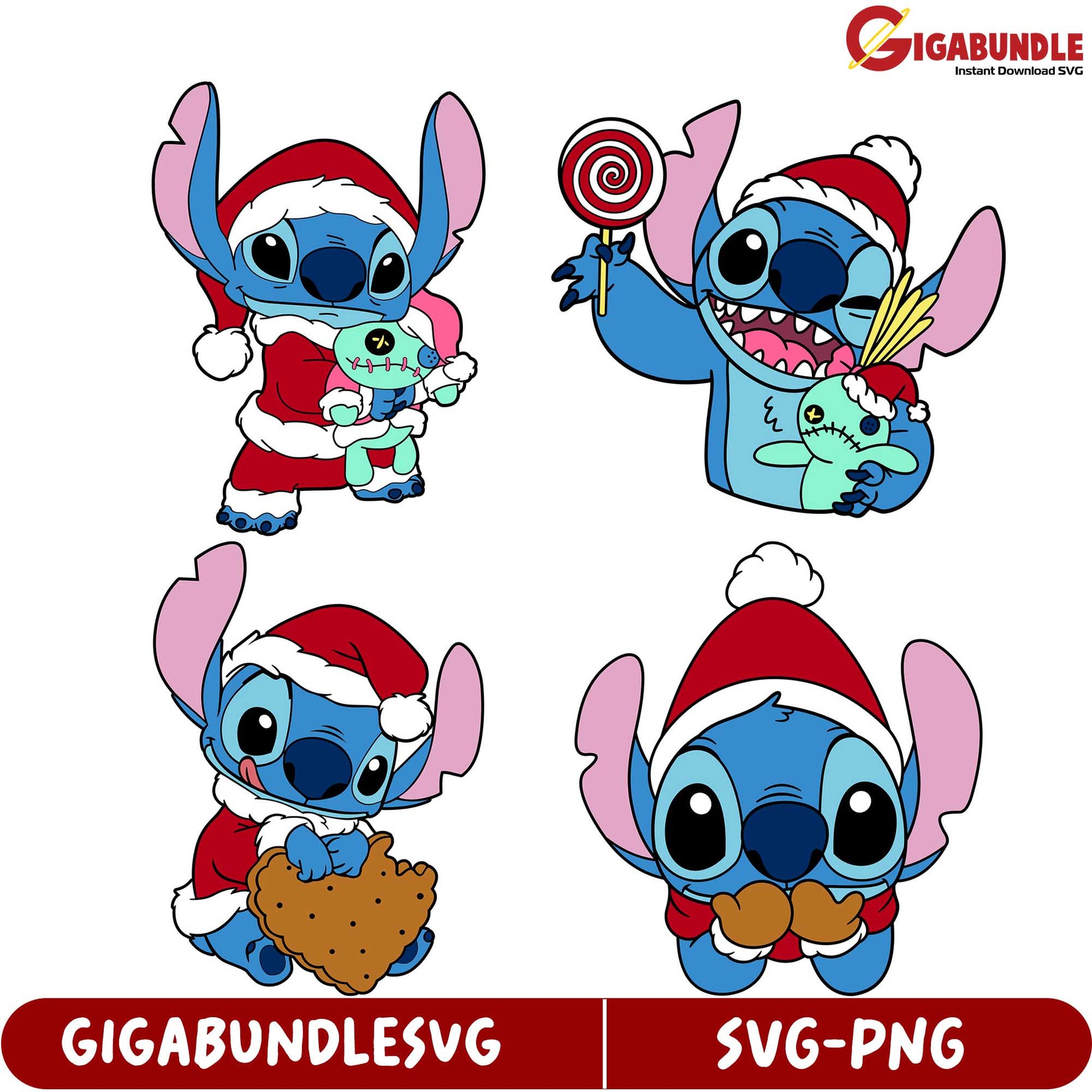 Funny Stitch Christmas SVG Bundle - Cute Holiday Characters