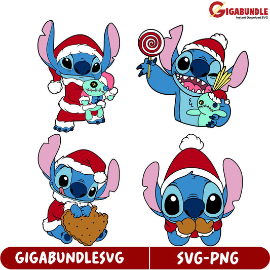Funny Stitch Christmas SVG Bundle - Cute Holiday Characters