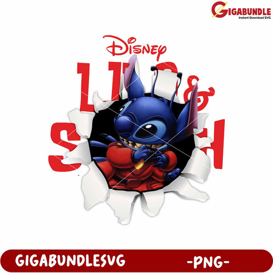 Funny blue alien design png, cute stitch png, lilo and stitch the movie png