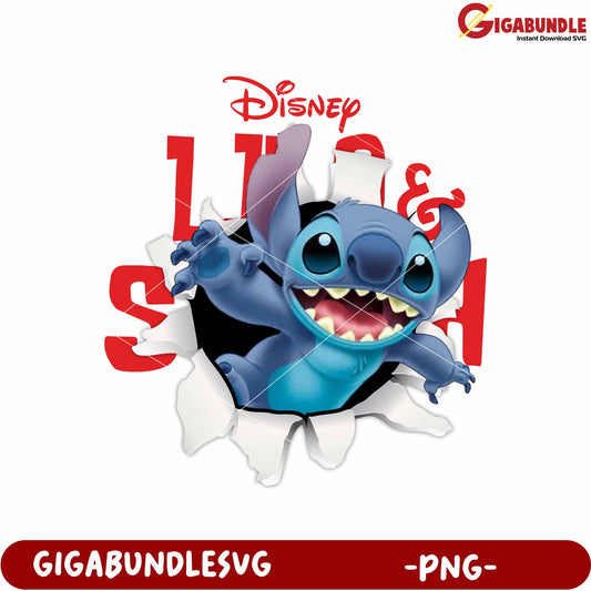 Funny stitch design png, cute disney alien png, lilo and stitch movie png