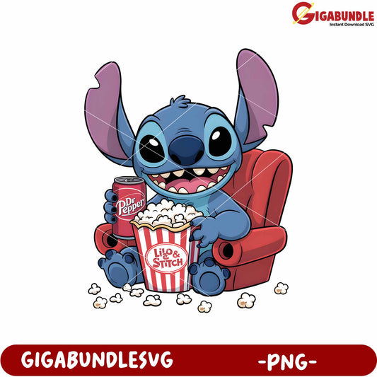 Funny stitch in cinema png, adorable disney characters png, lilo and stitch cartoon png