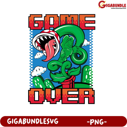 Game Over Retro Video Game Art PNG Downloadable Design File