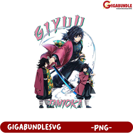 Giyuu Tomioka Anime Character PNG Art for Merchandise Design