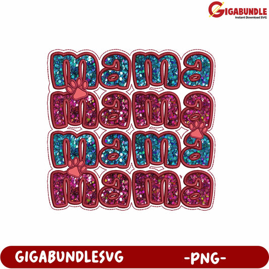 Glittery Mama Text Design for Creative Crafts PNG Download Image
