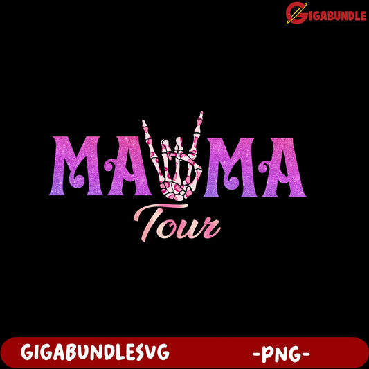 Glittery Tour Logo with Skeleton Hand PNG Design for Events