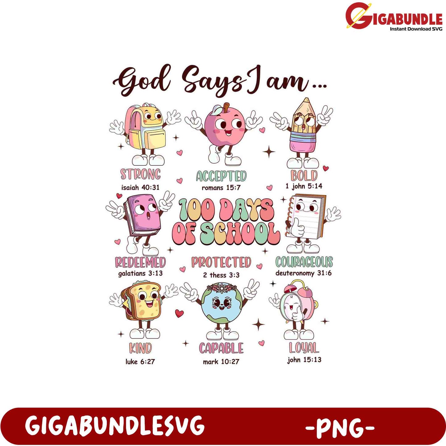 God Says I Am ... PNG Design for School Inspiration