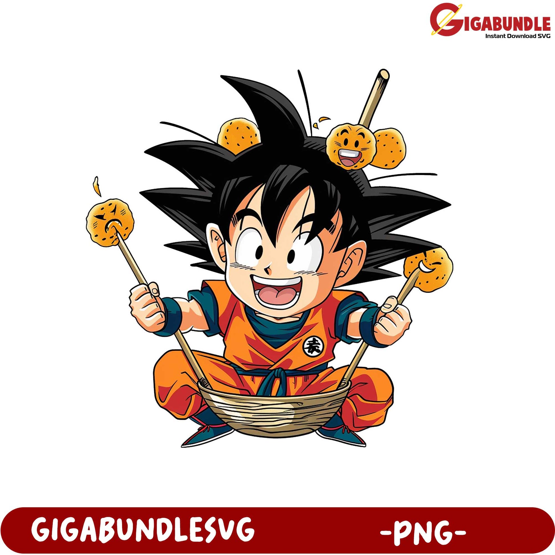 Goku Cartoon Character PNG File for Downloadable Art Use