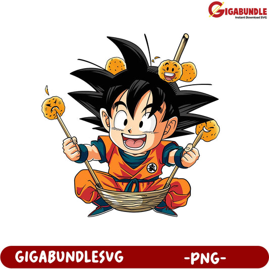 Goku Cartoon Character PNG File for Downloadable Art Use