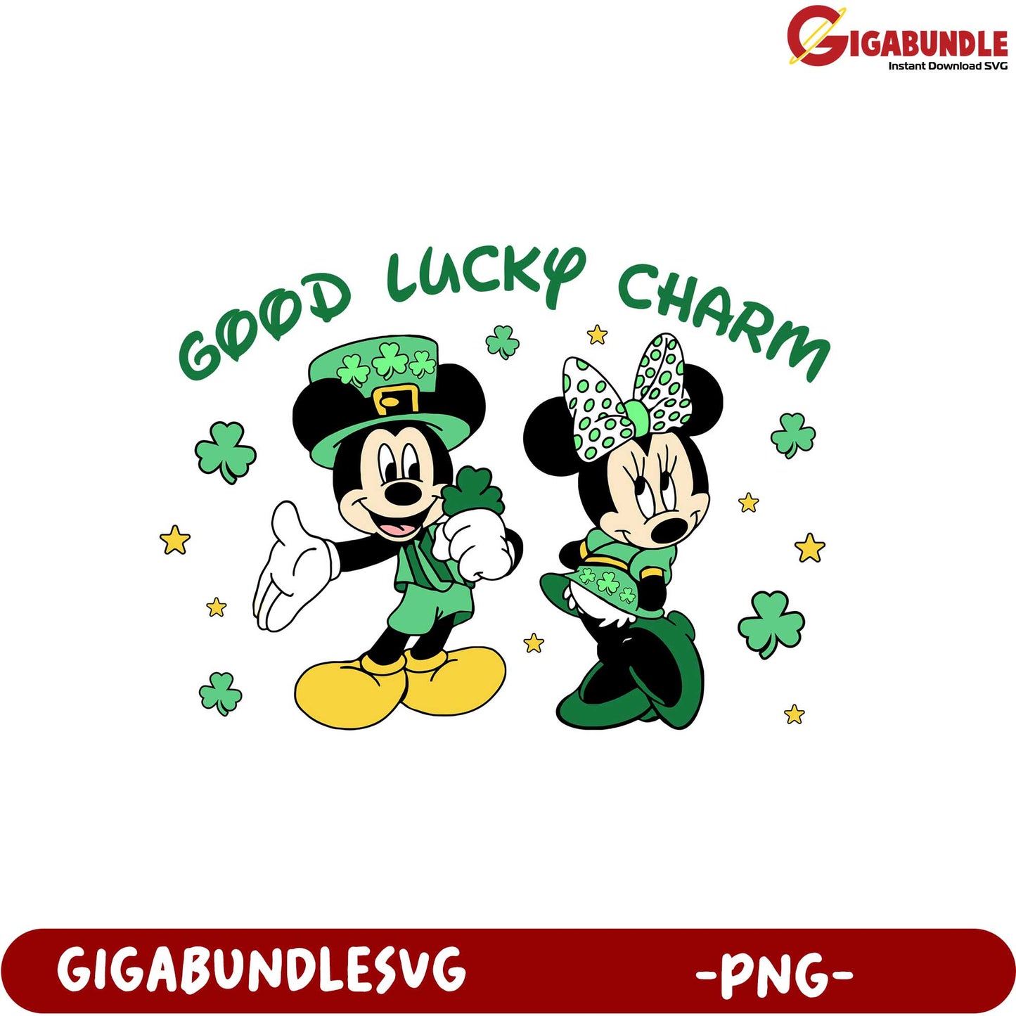 Good Lucky Charm PNG - Mickey and Minnie St. Patrick's Day Design