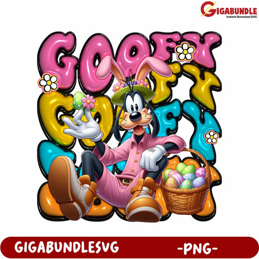 Goofy Easter Celebration Cartoon PNG Art for Fun Projects