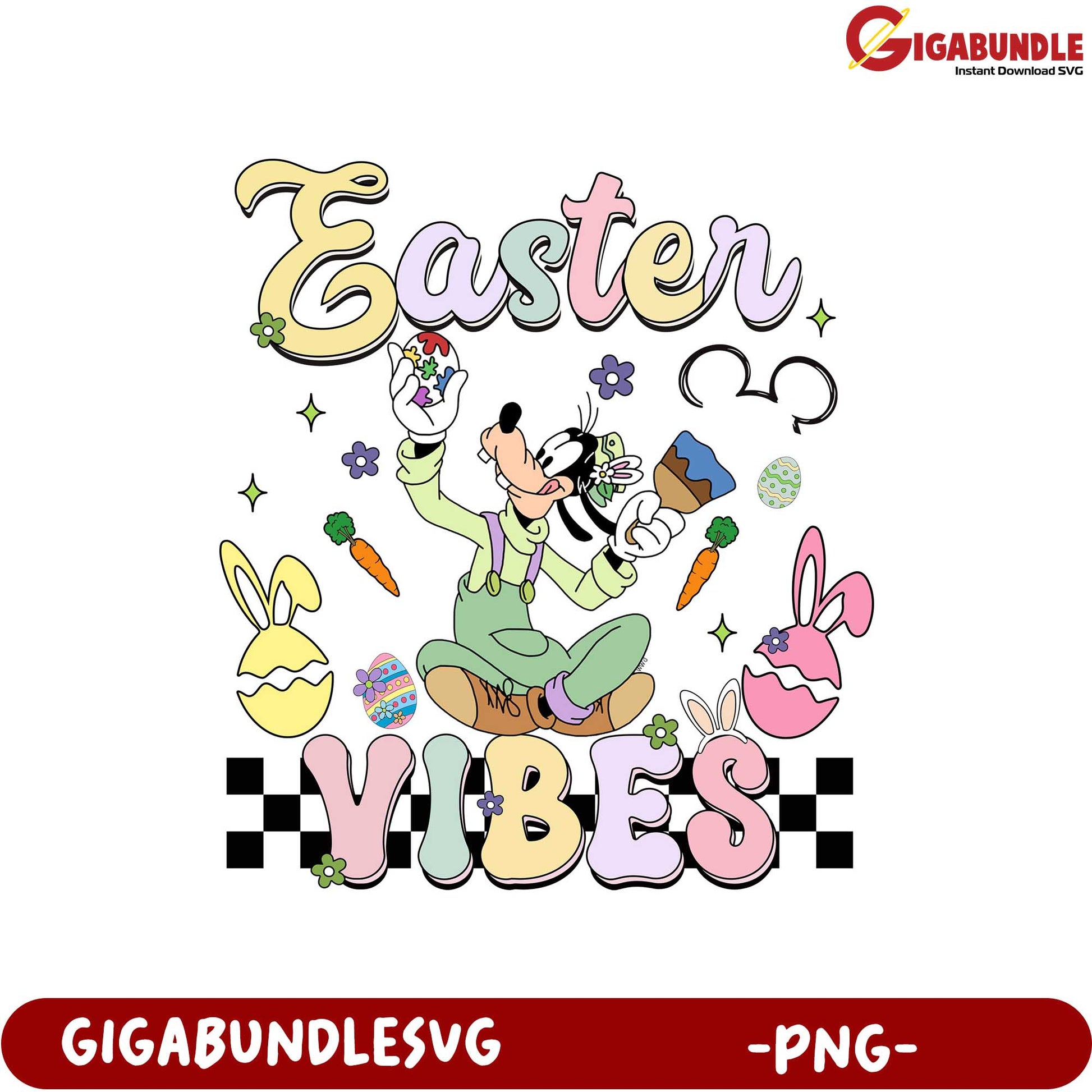 Goofy Easter Vibes PNG  Colorful Spring Celebration Design