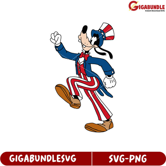 Goofy Patriotic Character Design SVG Download for Creative Projects