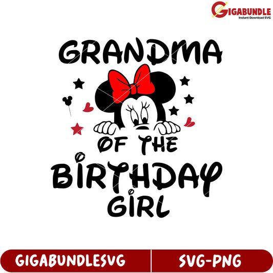 Grandma Birthday Girl SVG Design Fun Minnie Mouse Themed Graphic